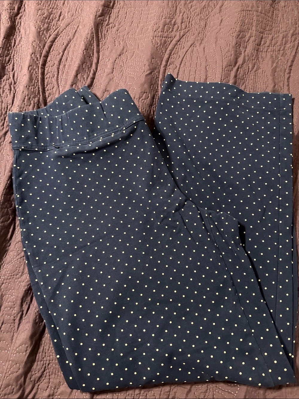 Women’s Lands' End Navy Leggings with Small White Polka Dots XL (18)